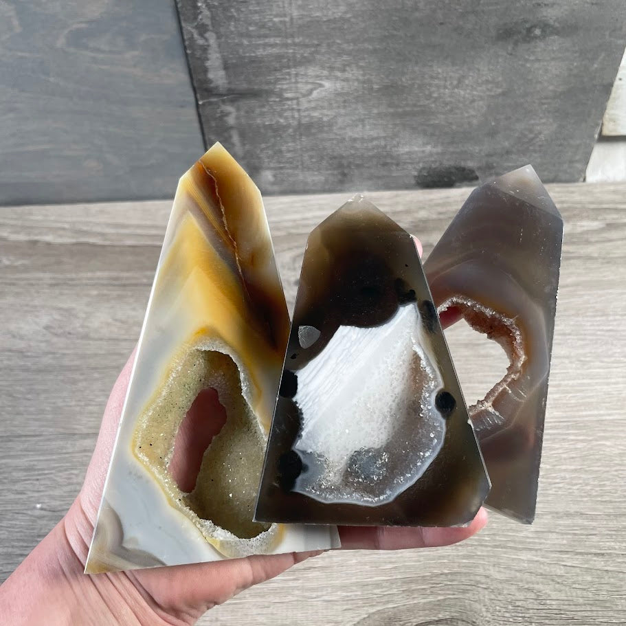 Drusy Agate Flat Obelisk - Crystal Obelisks for Decor