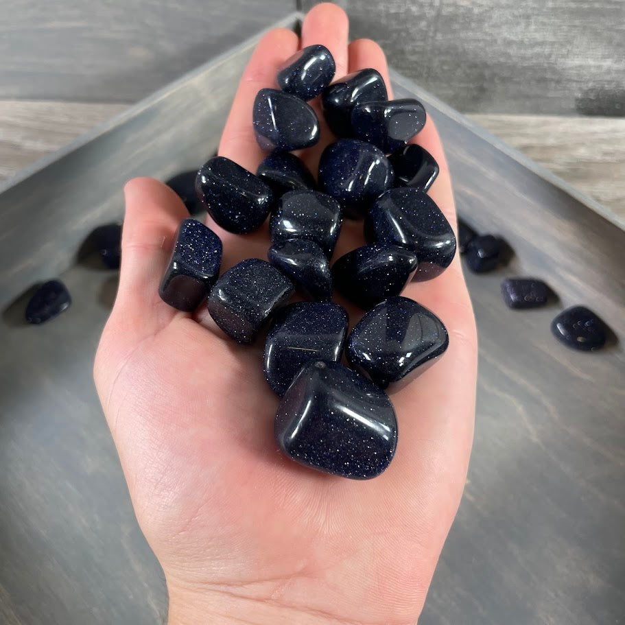 Shimmering Blue Goldstone healing stones wholesale