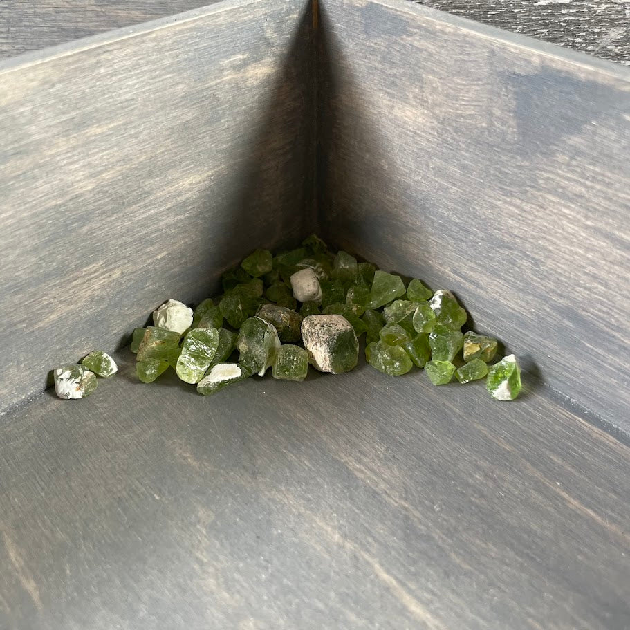 Raw peridot stones for crystal retailers