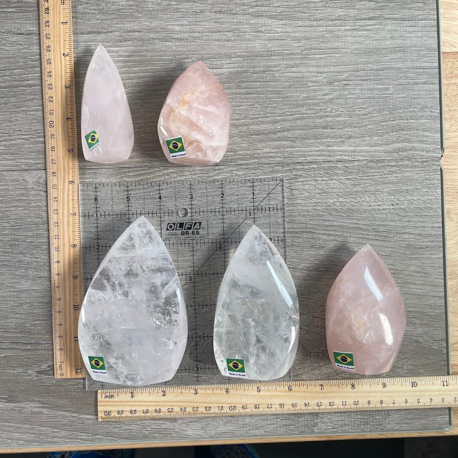 Polished quartz flame carvings for metaphysical shops