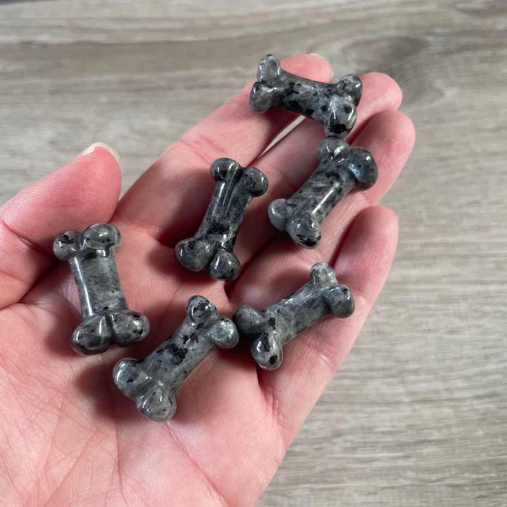 Larvikite gift shop crystals, dog bones