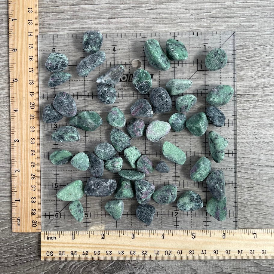 Ruby in Zoisite Rough Tumbled Stones – 1 lb Bulk Crystals