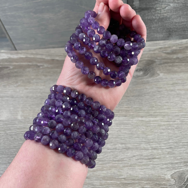 Amethyst natural stone polyhedral bracelet for rock shops