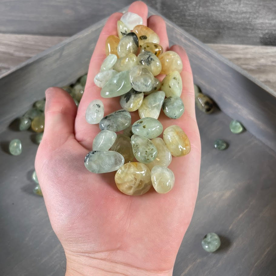 1 pound Prehnite golden tumbled bulk crystals
