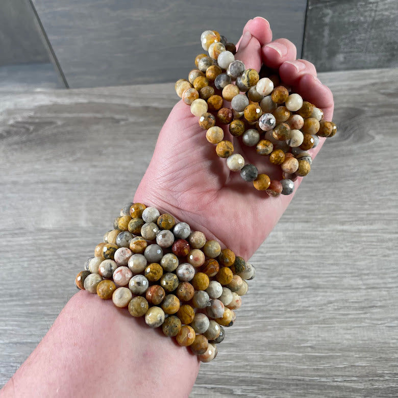 crazy lace agate yoga accessory gemstone bracelet polyhedral beads