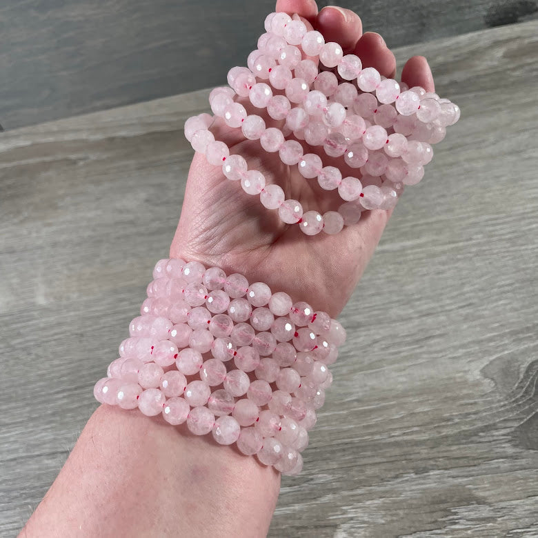 rose quartz natural stone polyhedral bracelet for gift shops