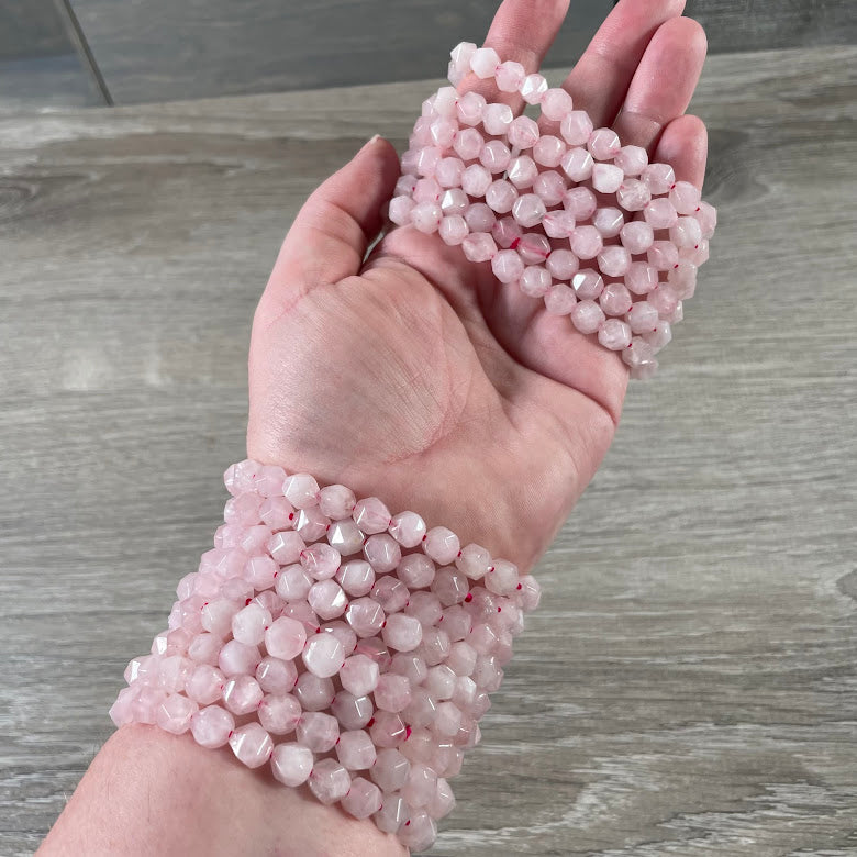 Rose Quartz 6mm Polyhedral Bracelet for Crystal and Gift Shops