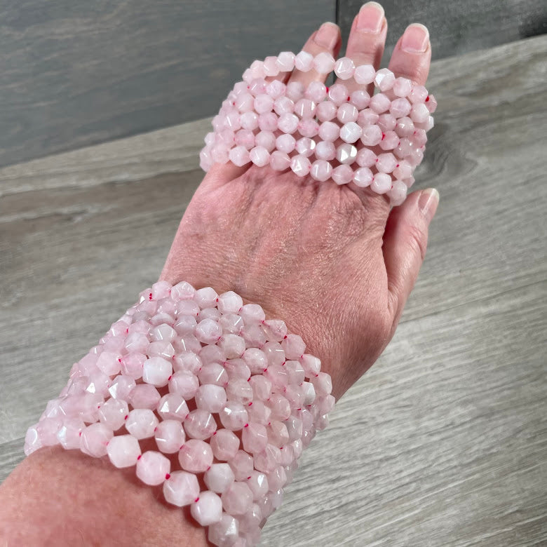 Rose Quartz 6mm Polyhedral Bracelet for Crystal and Gift Shops