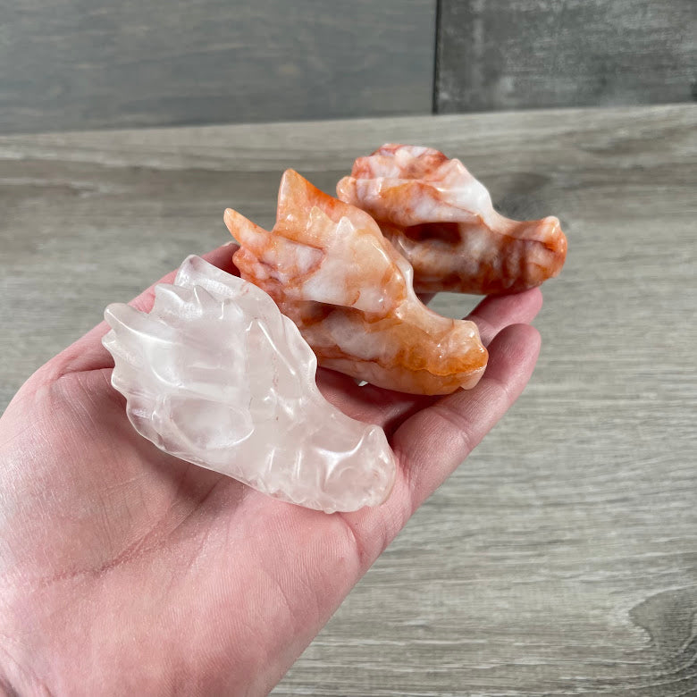Fire Quartz gemstone dragon skull carvings spiritual decor wholesale