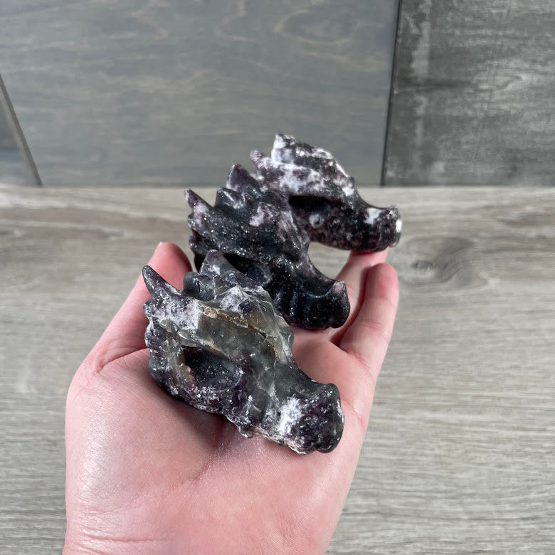 Lepidolite dragon skull decor for gift stores