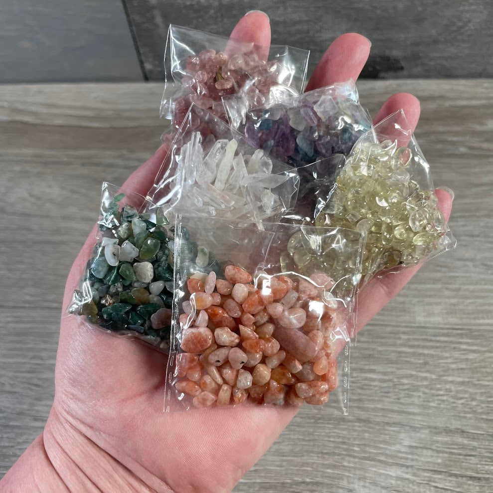 Bulk gemstone mini chips in 22g bag for crafts and jewelry making