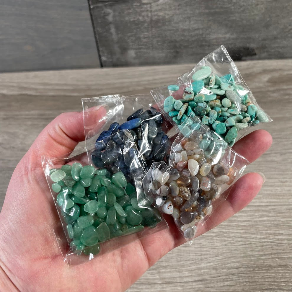 Assorted mini chips for spell jars and crystal grids for spiritual shops