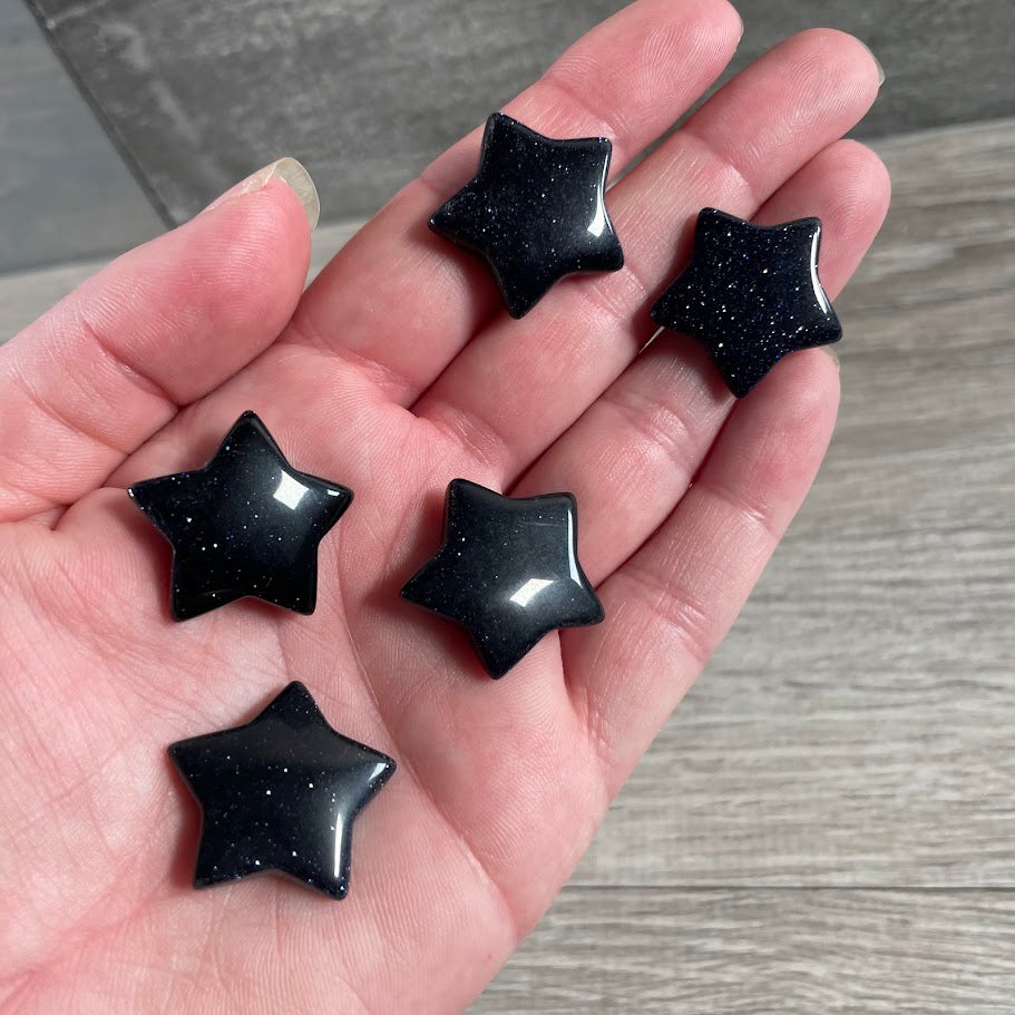 Blue Goldstone wholesale 1-inch crystal stars for retailers