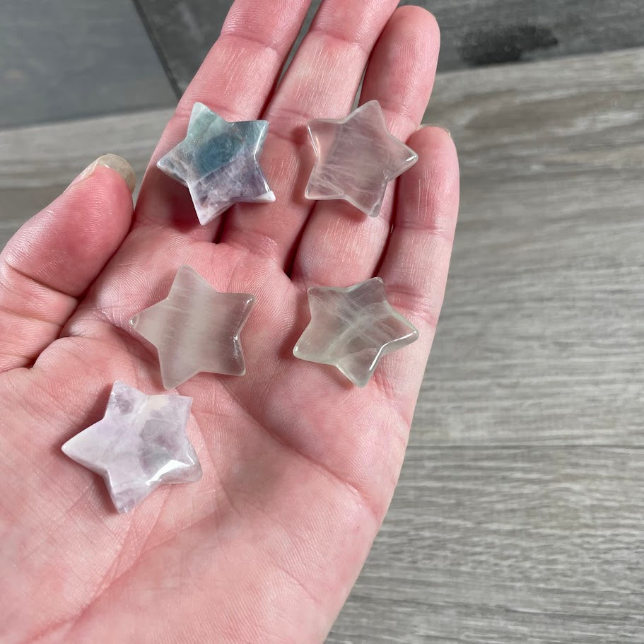 Fluorite polished star-shaped crystals for resale