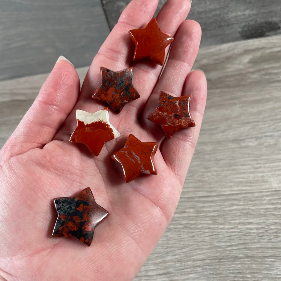 Red jasper gemstone star carvings for intuitive retailers