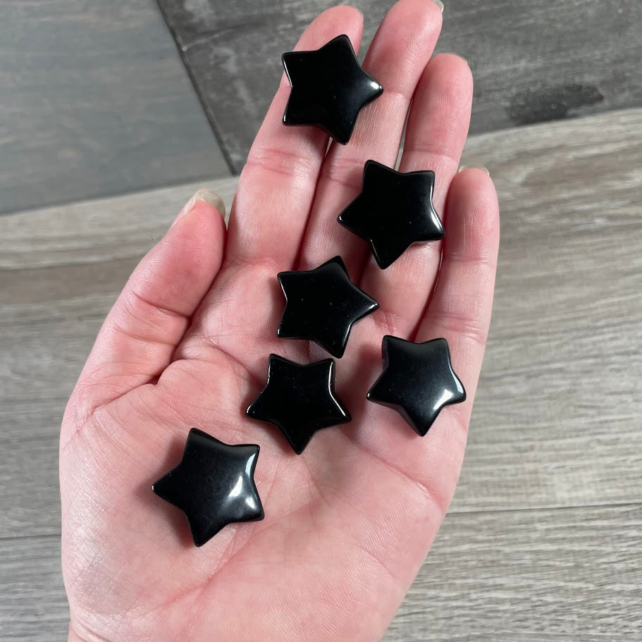 Obsidian carved star-shaped crystal for gift shops