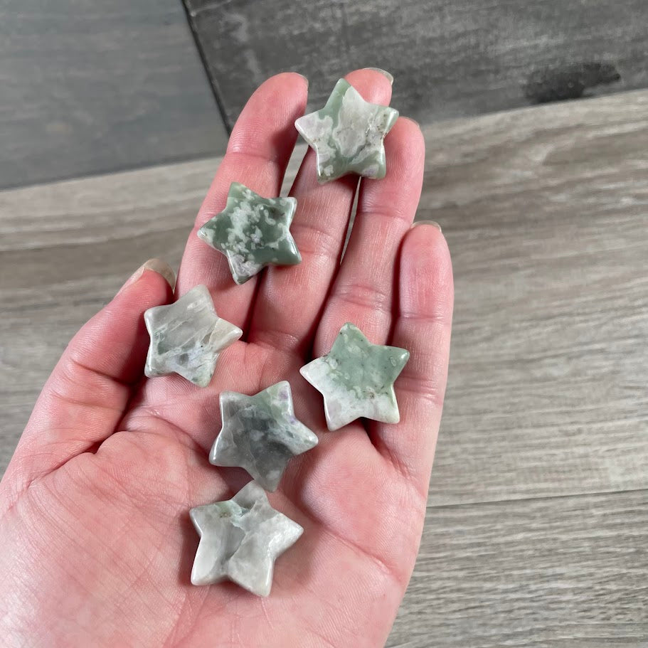 Peace jade bulk gemstone star carvings for crystal stores