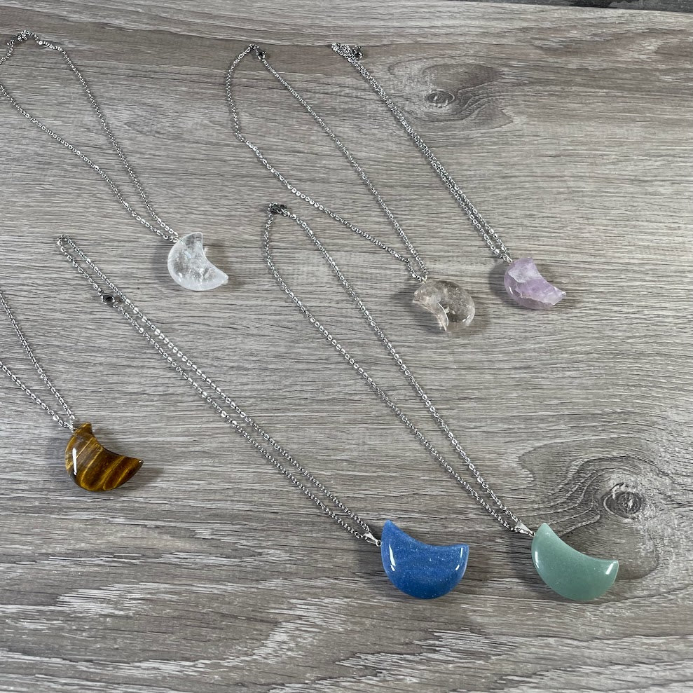 Natural gemstone crescent moon jewelry assortment