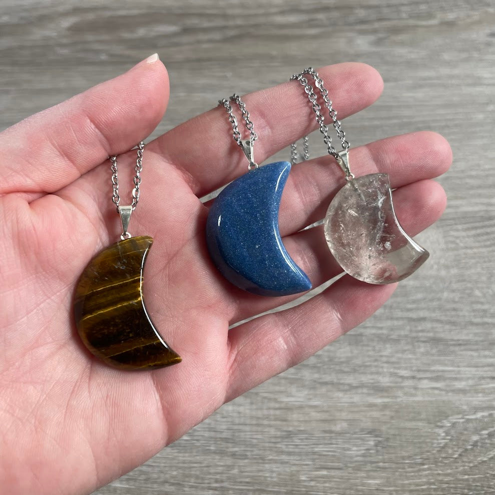 Wholesale crystal moon necklaces with stainless steel chain