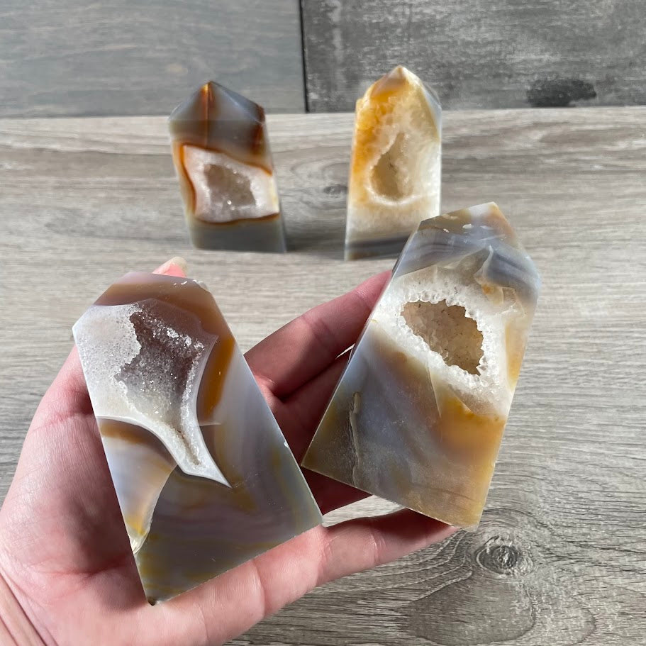 Wholesale druzy agate obelisks for spiritual and home display