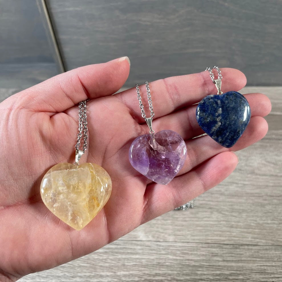 assorted heart shaped crystal pendants on stainless steel chain wholesale