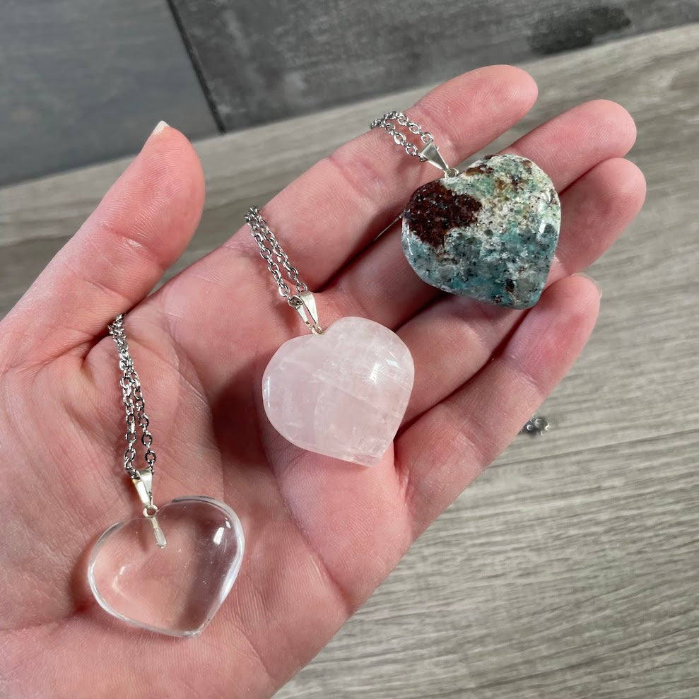 assorted gemstone heart pendants for resale