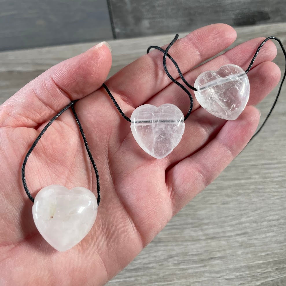Clear quartz heart crystal pendants