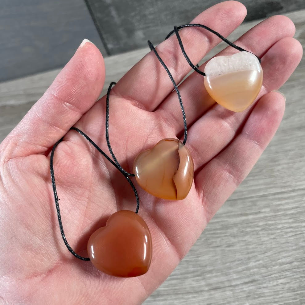 Carnelian heart pendants for gift shops wholesale