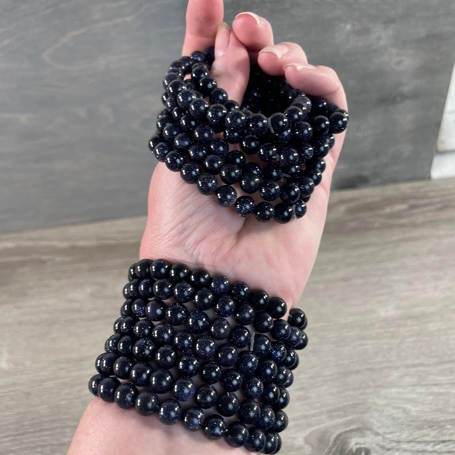 Blue Goldstone beaded bracelets 8mm for rock shops