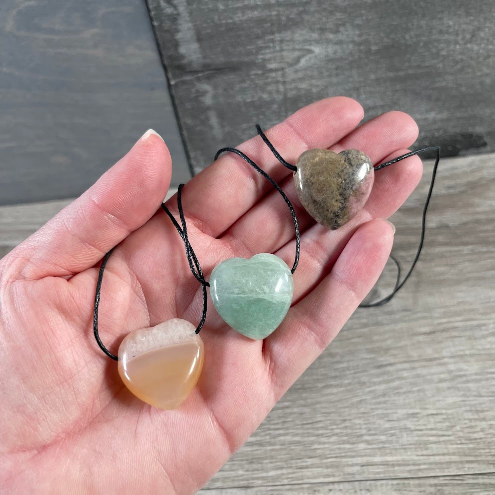 Polished gemstone heart pendants wholesale jewelry supply