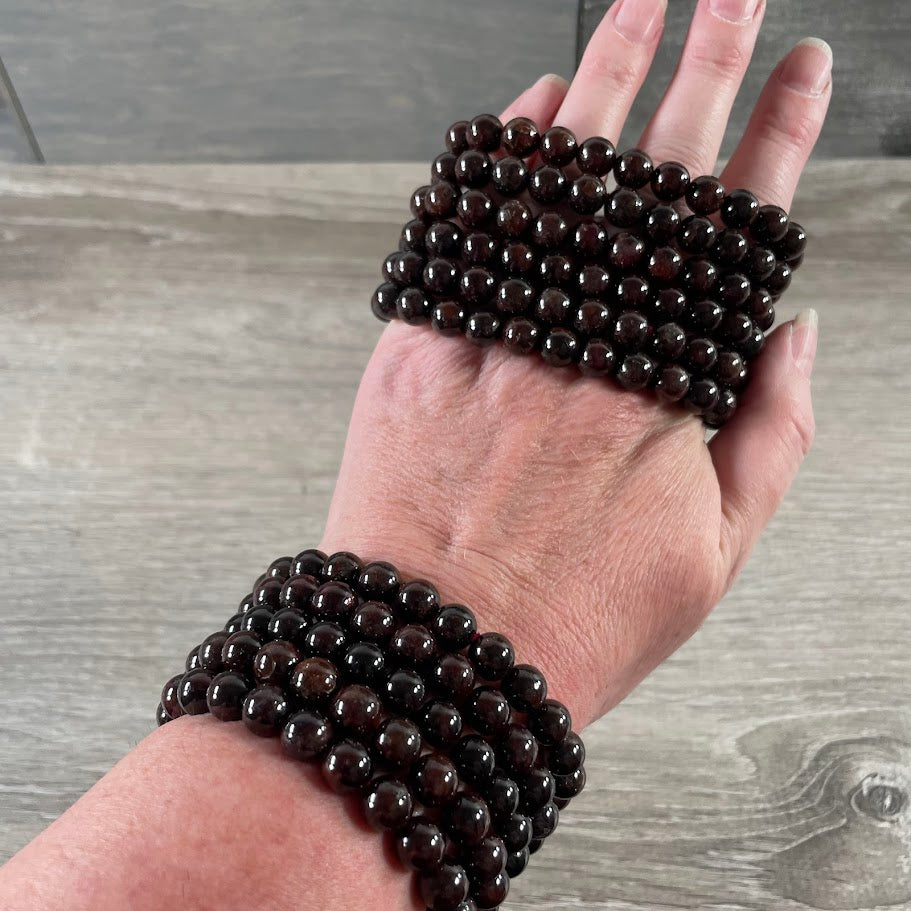 Garnet natural crystal beaded bracelet