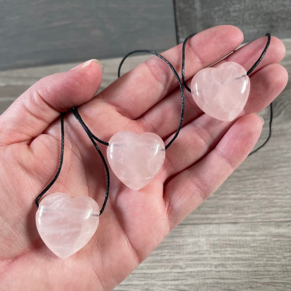 Rose Quartz metaphysical wholesale heart shaped pendants