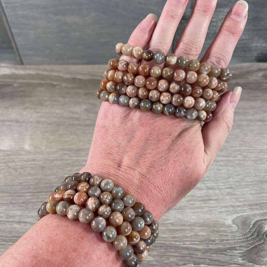 Black Moonstone 8mm beaded bracelet wholesale