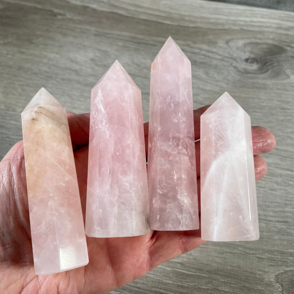 rose quartz gemstone obelisk crystal towers 3-4 oz
