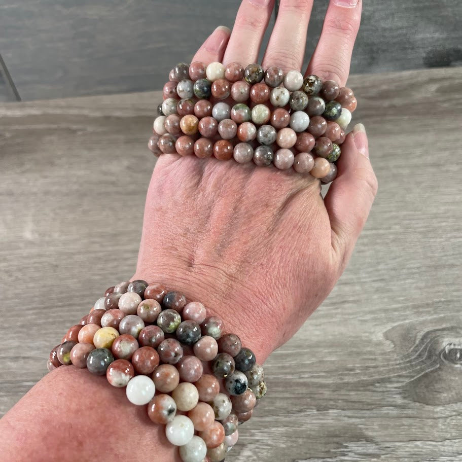 Pink lepidolite new age store crystal bracelets