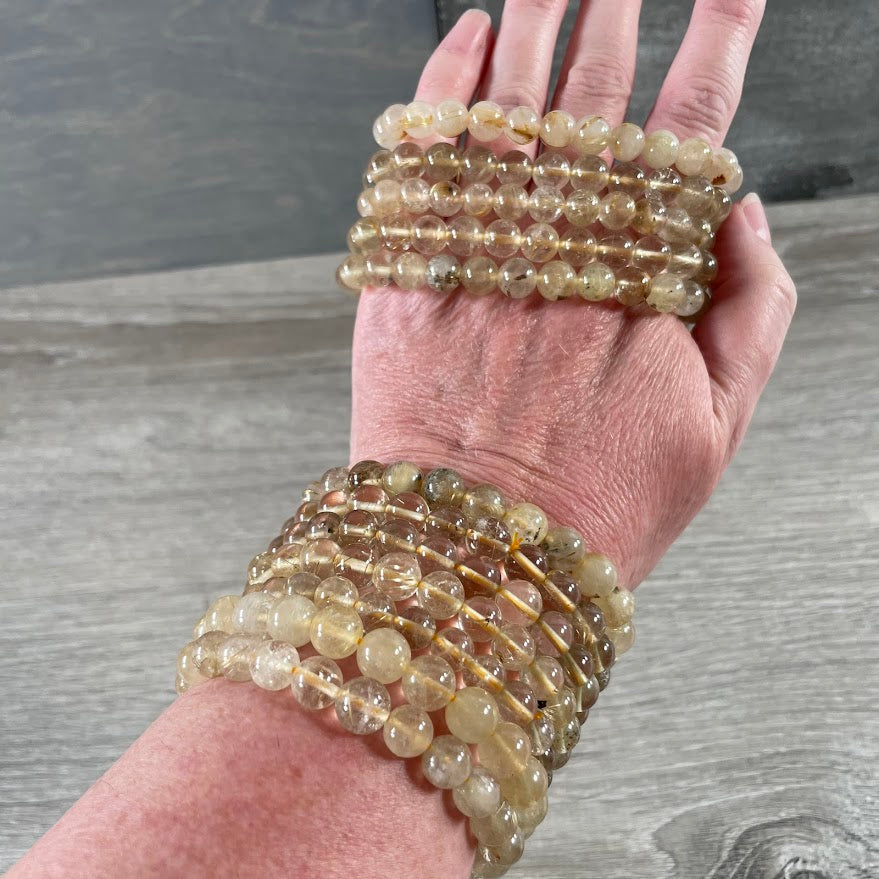 rutilated quartz new age store crystal bracelets