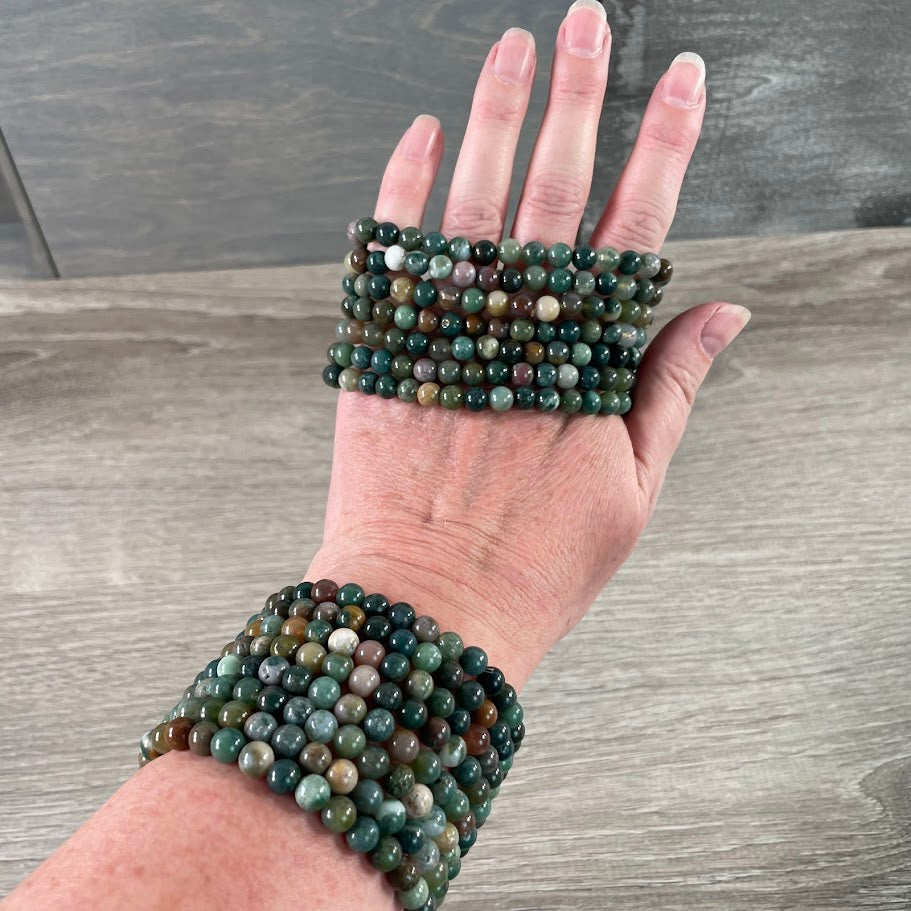 Moss agate jewlery 6mm beaded bracelets