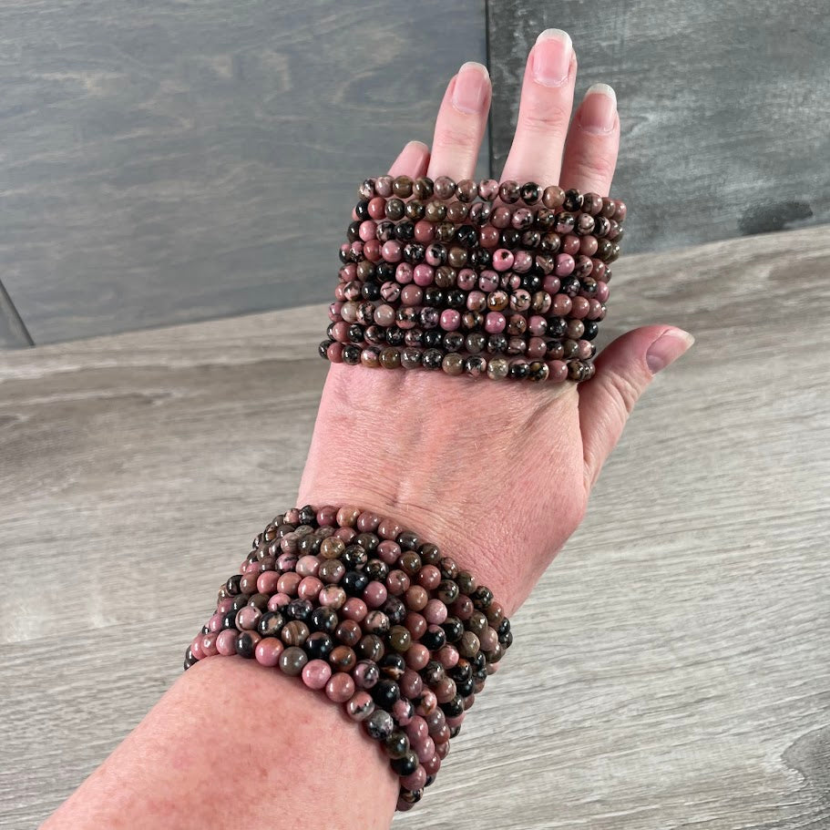 rhodonite layering 6mm bracelets