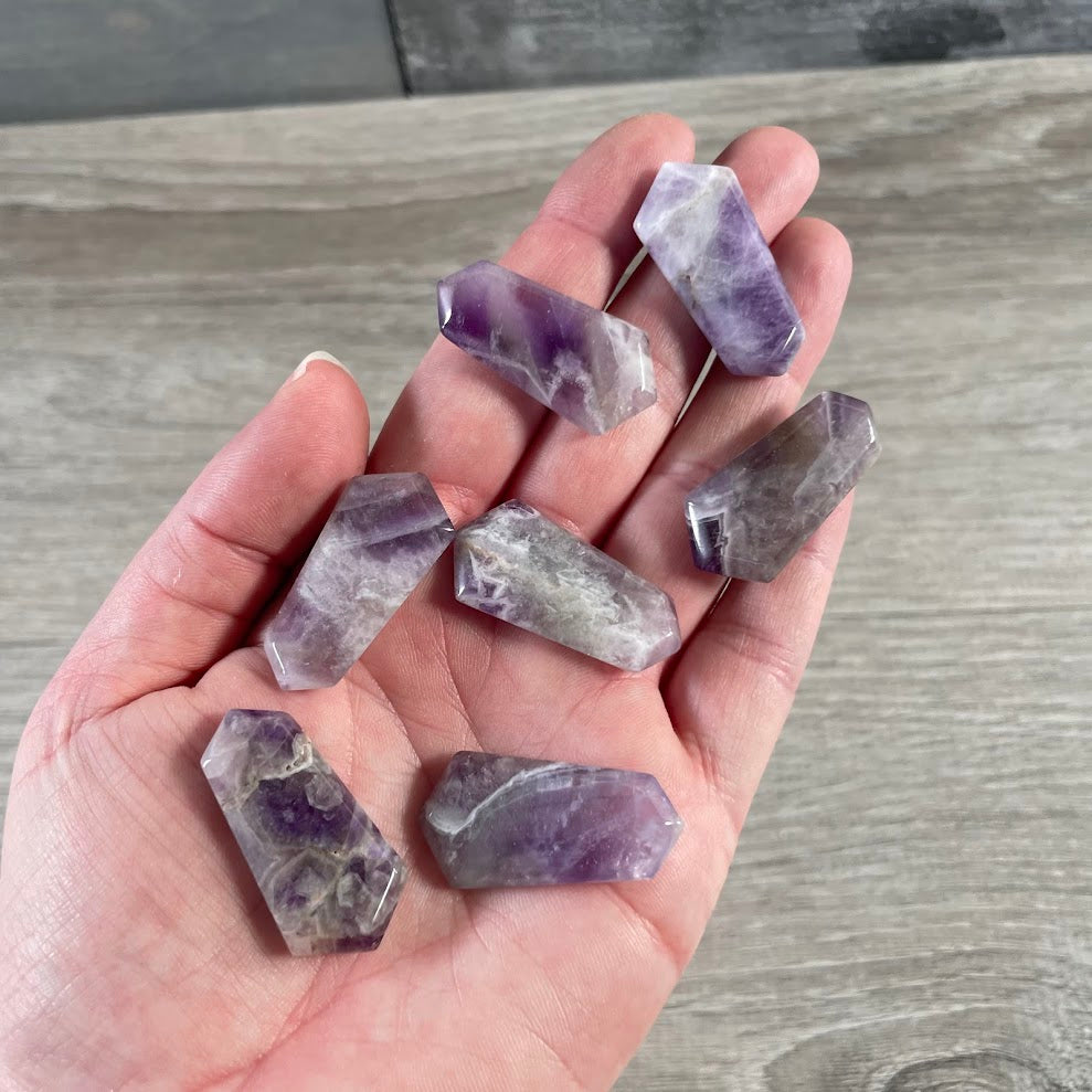 Amethyst double terminated mini gemstone wands for spiritual shops