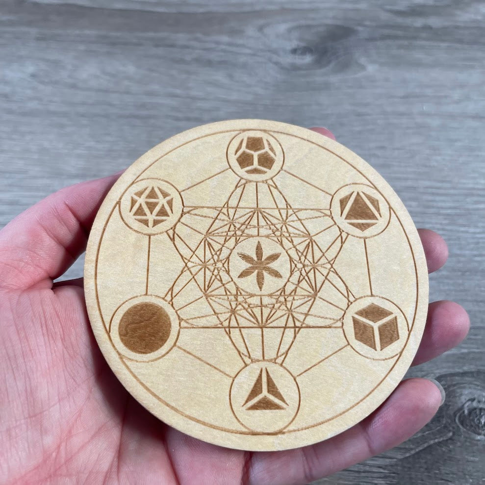 Wood Crystal Grid Plate for – Sacred Display for Crystals