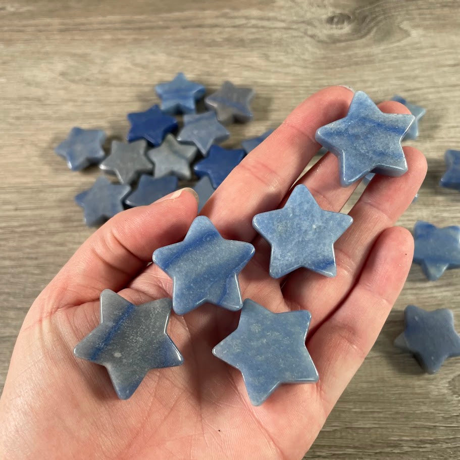 Blue quartz crystal stars for resale