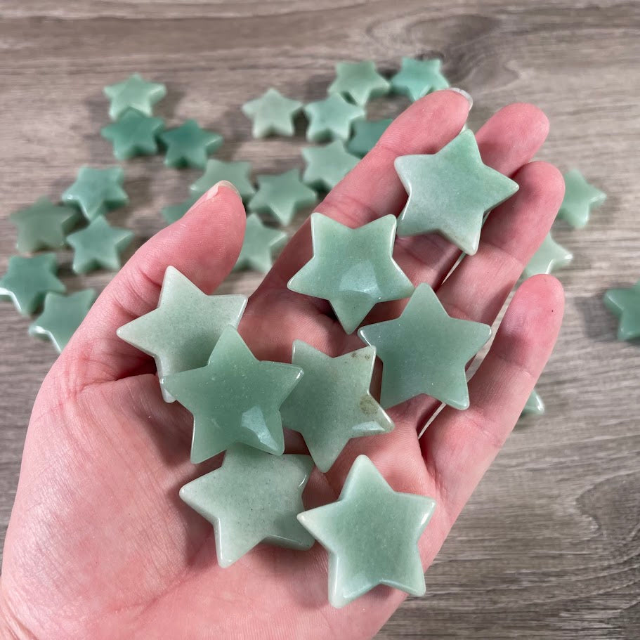 Aventurine carved crystal stars ideal for new age gift stores
