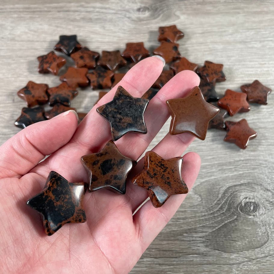 Mahogany obsidian Pocket-sized crystal stars in bulk for retailers