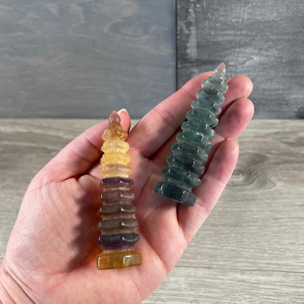 9 Tier Fluorite Pagoda Crystal Carving wholesale
