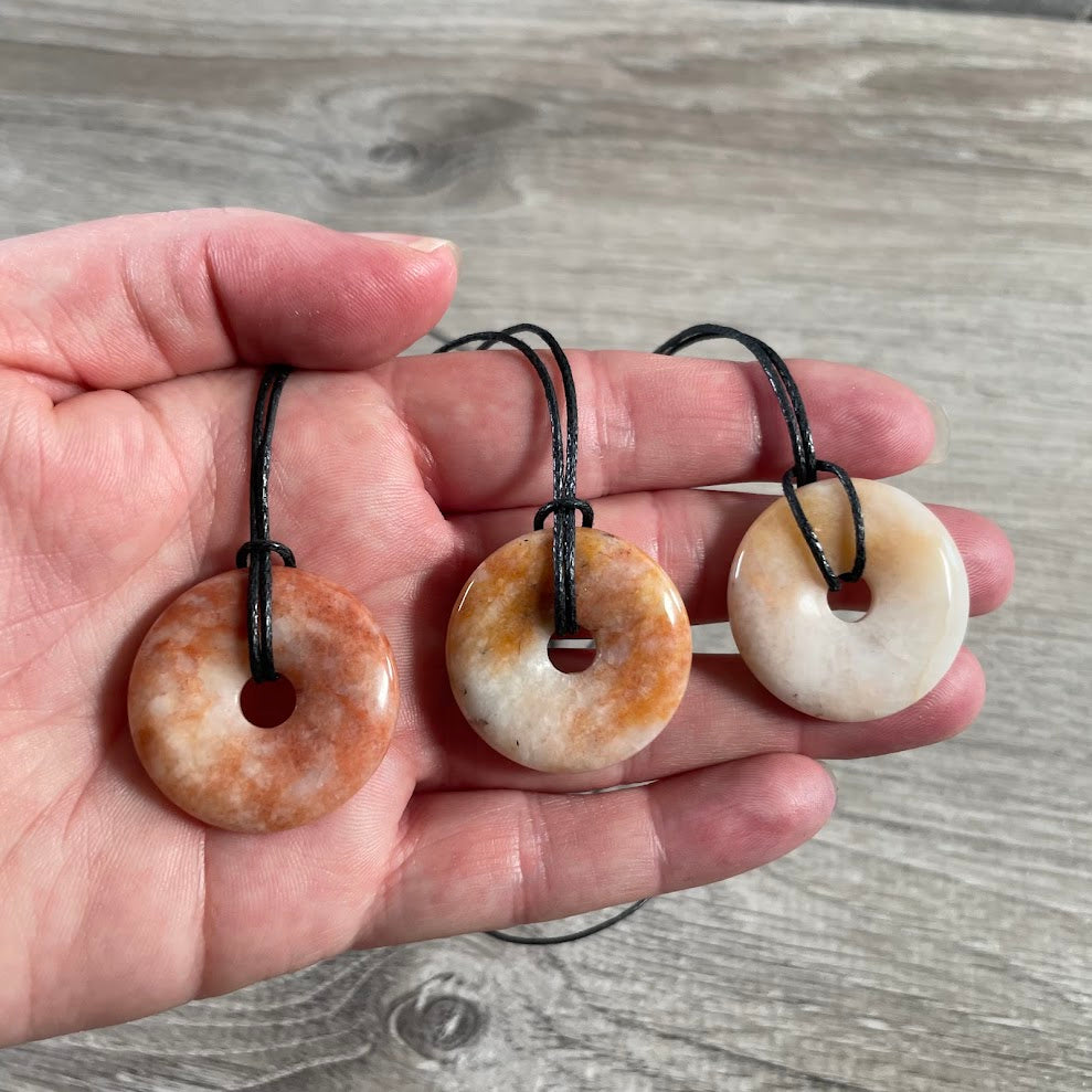Donut Pi Stone 30mm Gemstone Pendant – Strung or Plain
