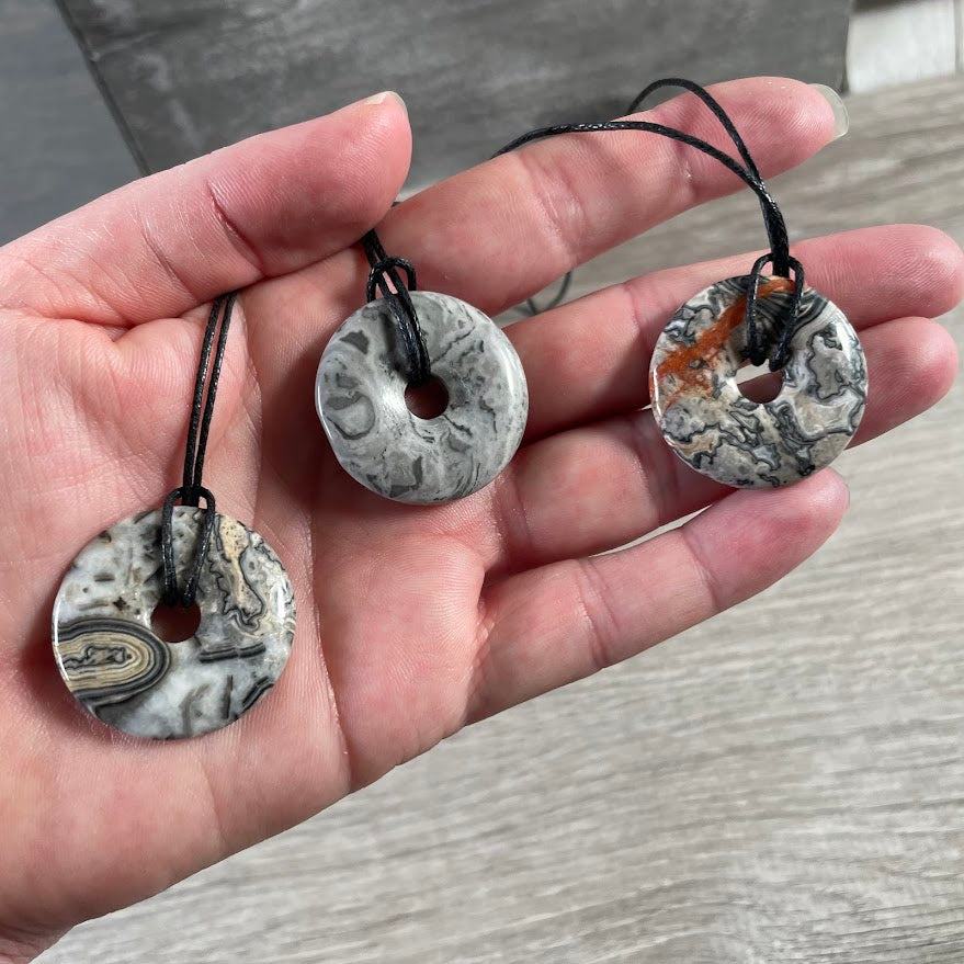 Donut Pi Stone 30mm Gemstone Pendant – Strung or Plain