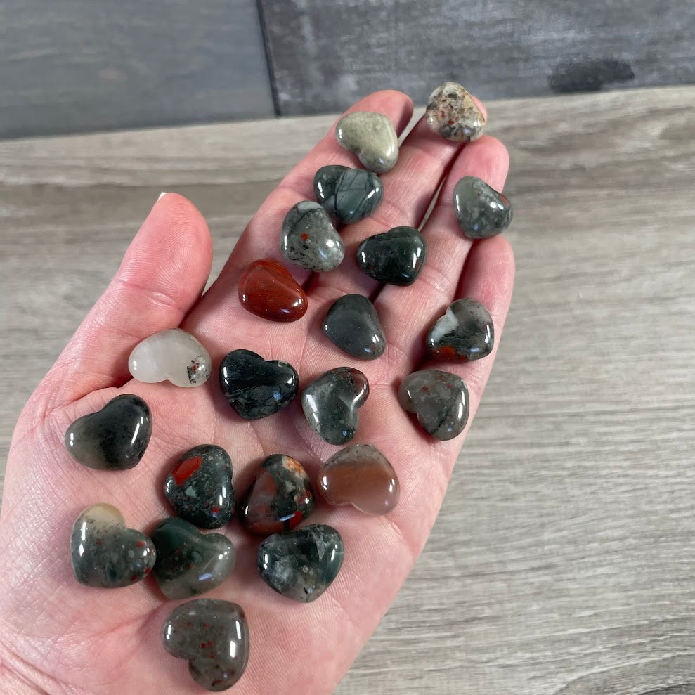 African Bloodstone natural stone heart cabochon with flat back wholesale