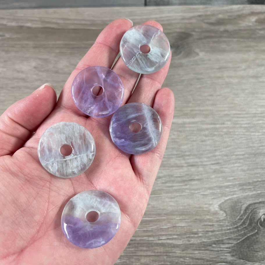 fluorite wholesale crystal donut pendant 30mm for healing jewelry