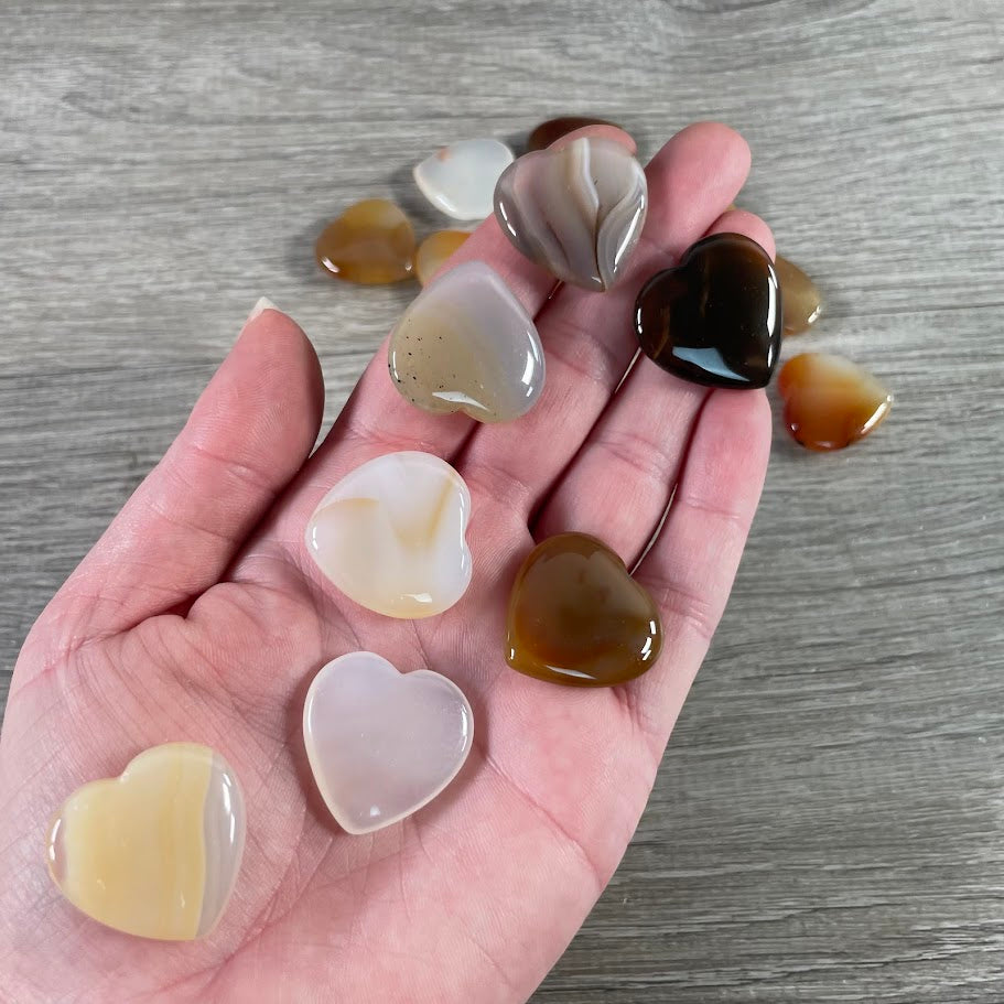 Gemstone Flat Heart Carvings 1-Inch – Bulk Crystal Hearts