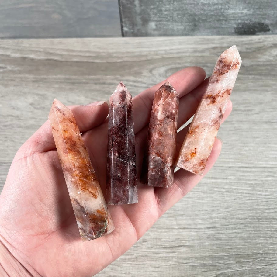 red hematoid quartz small gemstone obelisk crystal tower